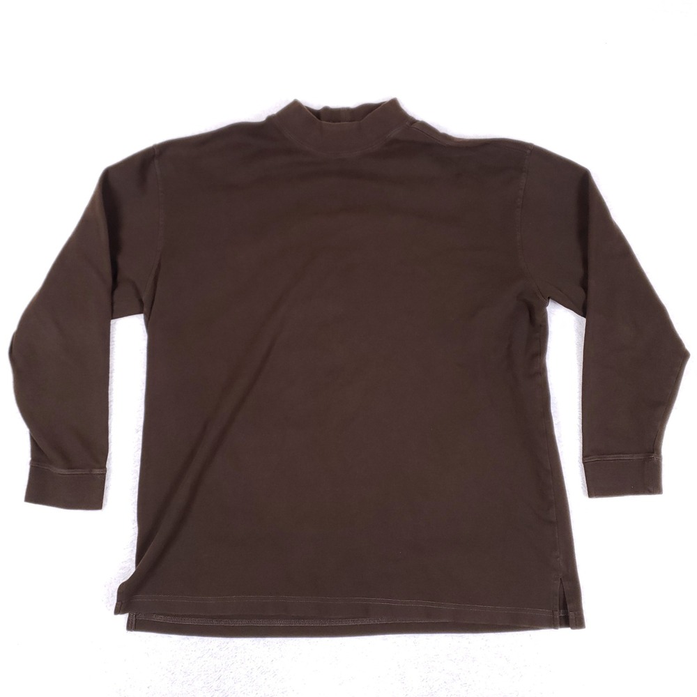 Trust USA Mock Neck Shirt Mens XXL Brown Long Sleeve Cotton Earth Tone Basic